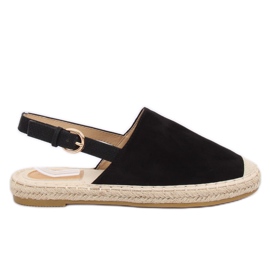Fekete Espadrilles nyitott sarokkal fekete HH-119 Black Fekete Espadrilles nyitott sarokkal fekete HH-119 Black