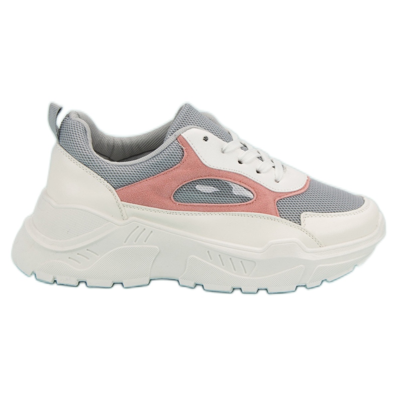 Cipők a platformon fehér szürke rózsaszín