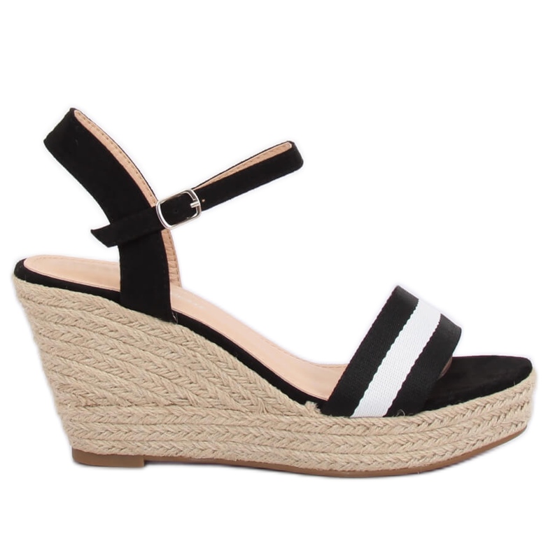 Fekete Espadrilles ékeken, fekete 9072 Fekete