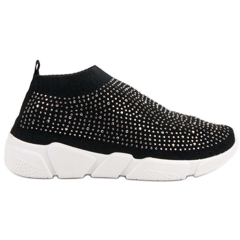 Textil sportcipő kristályokkal fekete