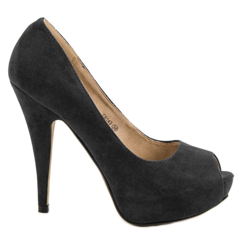 Corina Suede Open Toe Heels fekete