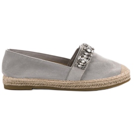 Bestelle Velúr espadrillák kristályokkal szürke Bestelle Velúr espadrillák kristályokkal szürke