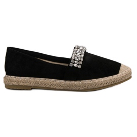 Bestelle Velúr espadrillák kristályokkal fekete Bestelle Velúr espadrillák kristályokkal fekete