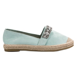 Bestelle Velúr espadrillák kristályokkal zöld Bestelle Velúr espadrillák kristályokkal zöld