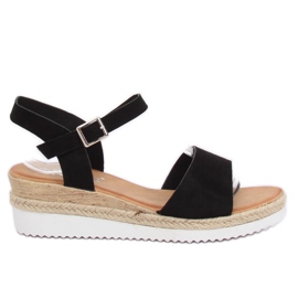 Fekete szandál alacsony ék sarkán 7868-KL Fekete