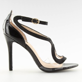 Fekete szandálok egy fekete stiletto 1443 Black II-GAT-on