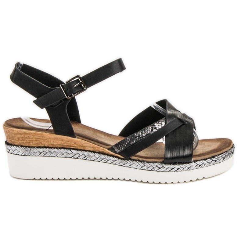 Evento Fekete szandál az ék