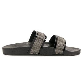 Seastar Fekete papucs kristályokkal