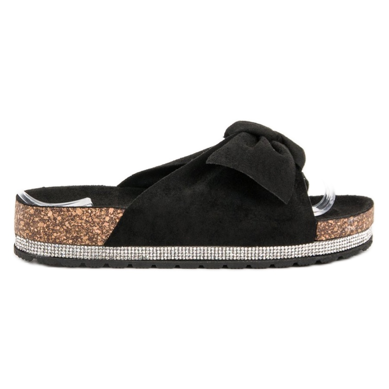 Anesia Paris Velúr papucs kristályokkal fekete