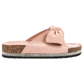 Anesia Paris Velúr papucs kristályokkal rózsaszín