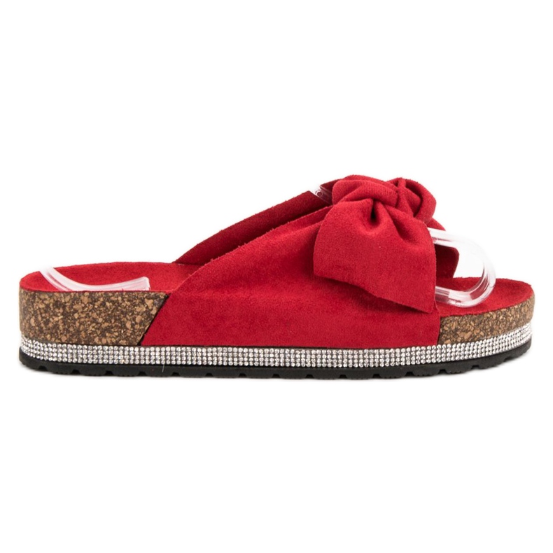 Anesia Paris Velúr papucs kristályokkal piros