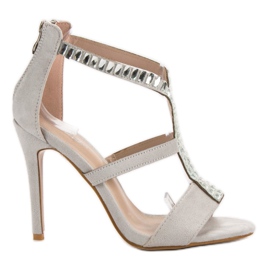 SHELOVET Szexi szandál egy magas sarkú szürke