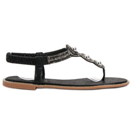 SHELOVET Fekete szandál díszekkel SHELOVET Fekete szandál díszekkel