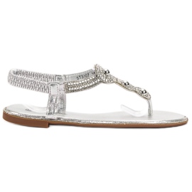 SHELOVET Ezüst szandál díszekkel szürke SHELOVET Ezüst szandál díszekkel szürke