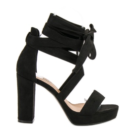 Seastar Kötött szandál a platformon fekete