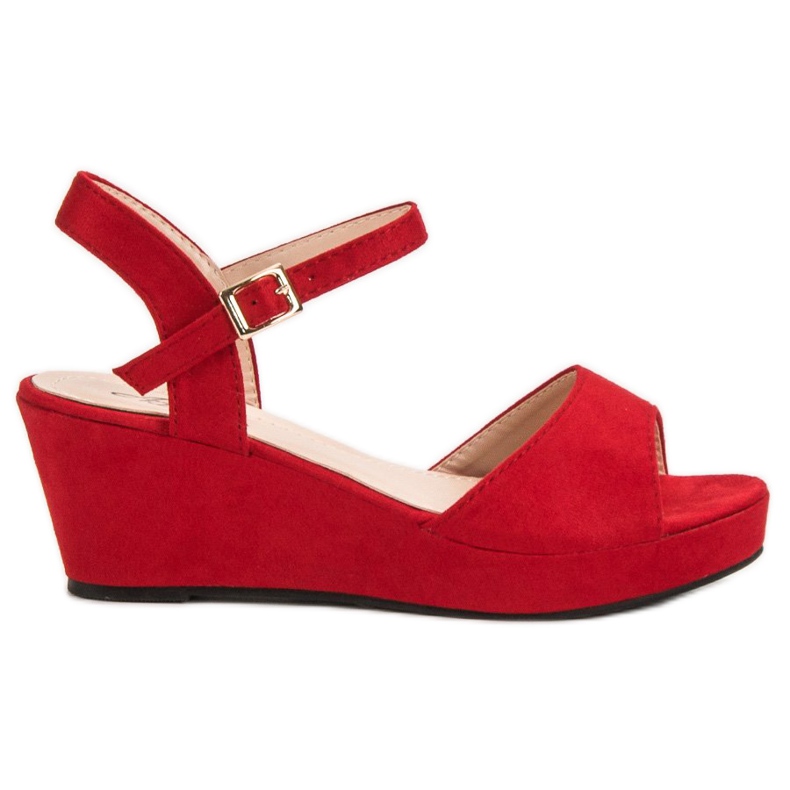 SHELOVET Piros velúr szandál