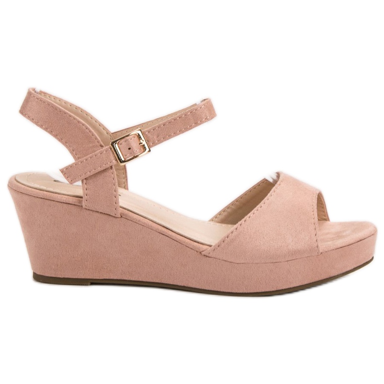 SHELOVET Porított velúr szandál rózsaszín