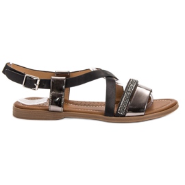 Small Swan Szandál Kristályokkal fekete