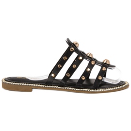 Renda Papucs strasszokkal fekete