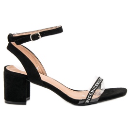 Ideal Shoes Stílusos velúr szandál fekete Ideal Shoes Stílusos velúr szandál fekete