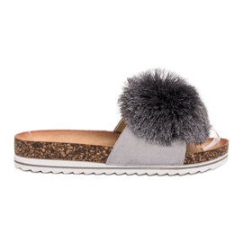 Seastar Papucs Pompommal szürke