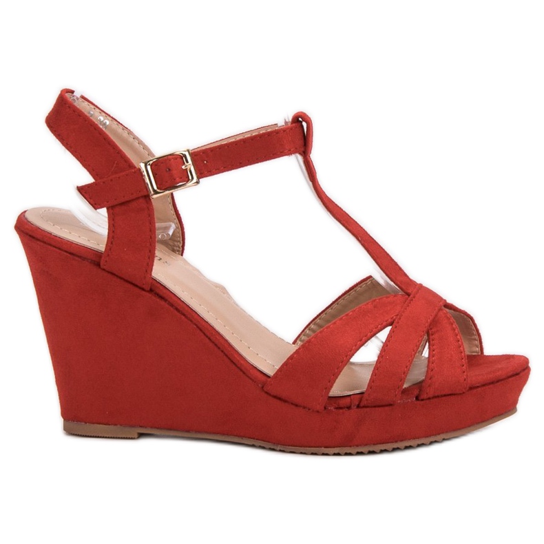 SHELOVET Velúr szandál piros