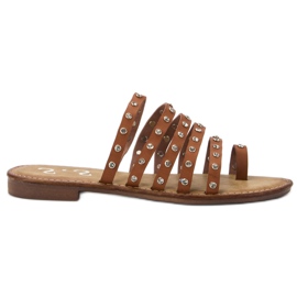 SHELOVET Papucs strasszokkal barna SHELOVET Papucs strasszokkal barna