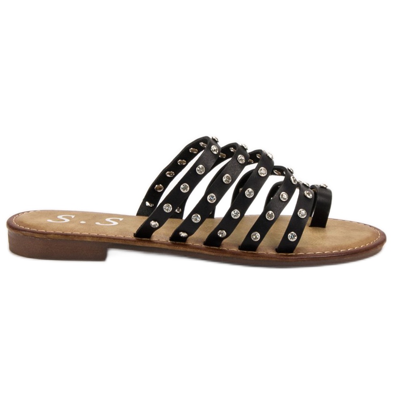 SHELOVET Papucs strasszokkal fekete