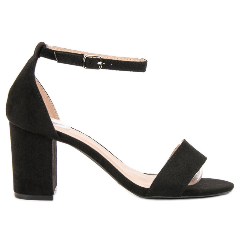 Super Mode Elegáns velúr szandál fekete