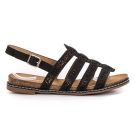 Renda Kényelmes fekete szandál Renda Kényelmes fekete szandál