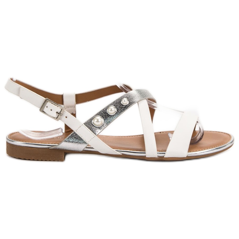 Small Swan Szandál Gyöngyökkel fehér