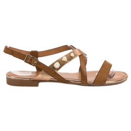 Small Swan Szandál Gyöngyökkel barna