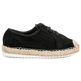 Ideal Shoes Fűzött Espadrilles fekete