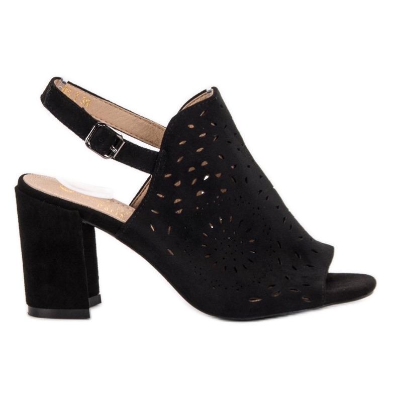 SHELOVET Velúr zárt szandál fekete