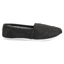 SHELOVET Glitter Slip On cipők fekete SHELOVET Glitter Slip On cipők fekete