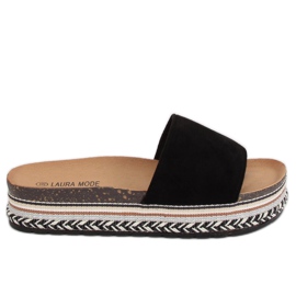 Fekete LS-117 Fekete magas talpú papucs