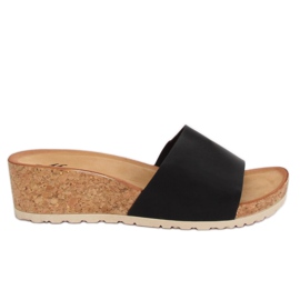 Fekete parafa ék papucs 3527-12 Fekete