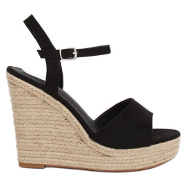 Fekete espadrillák ékeken LL-190 Fekete Fekete espadrillák ékeken LL-190 Fekete