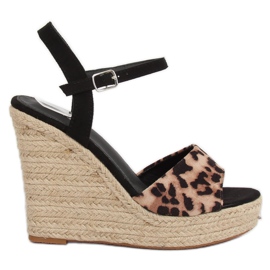 Espadrilles az ékleopárdon LL-190 Leopard barna