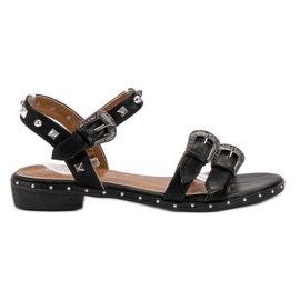 Small Swan Fekete szandál csapokkal