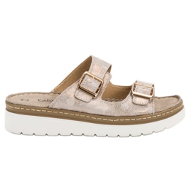 Filippo Kényelmes bőr papucs barna sárga Filippo Kényelmes bőr papucs barna sárga