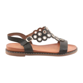 Sergio Leone női szandál fekete strasszokkal