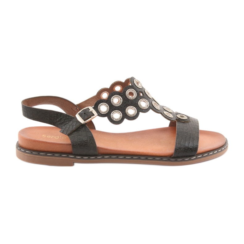 Sergio Leone női szandál fekete strasszokkal