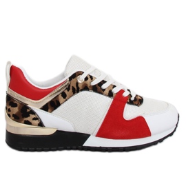 Fehér sportcipő B-01 WHITE / LEOPARD fekete barna sokszínű