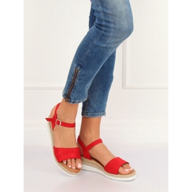 Piros szandálok alacsony ék sarokkal 7868-KL Red II-GAT