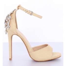 Szandál magas sarkú, bézs kövekkel 9509-502 Bézs II-GAT