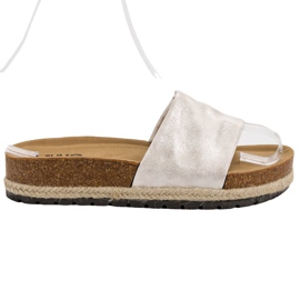 Kylie Fényes ezüst papucs szürke