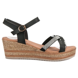 SHELOVET Könnyű szandál ék sarkán fekete SHELOVET Könnyű szandál ék sarkán fekete