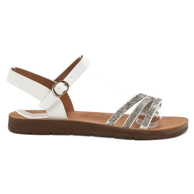 Camo Lapos szandál köbös cirkóniummal fehér