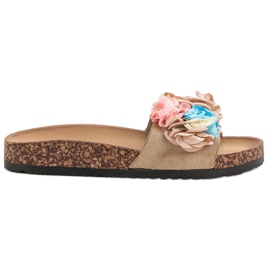Cm Paris Papucs virágokkal barna